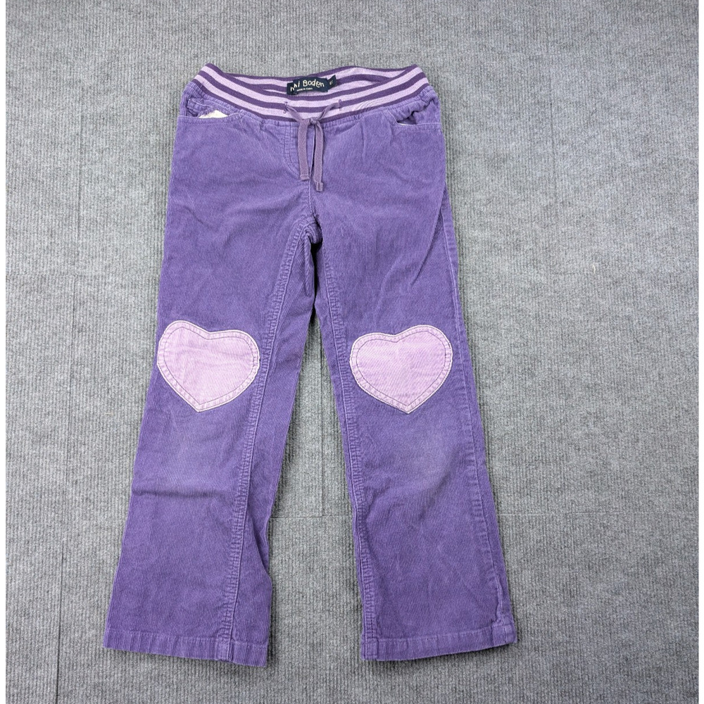 Mini Boden Corduroy Pants Girls 8Y Purple Y2K Style Knee Patch Colorful Pull On